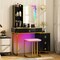 Vanity Table Set With Rgb Led Lights And Wireless Charging Station